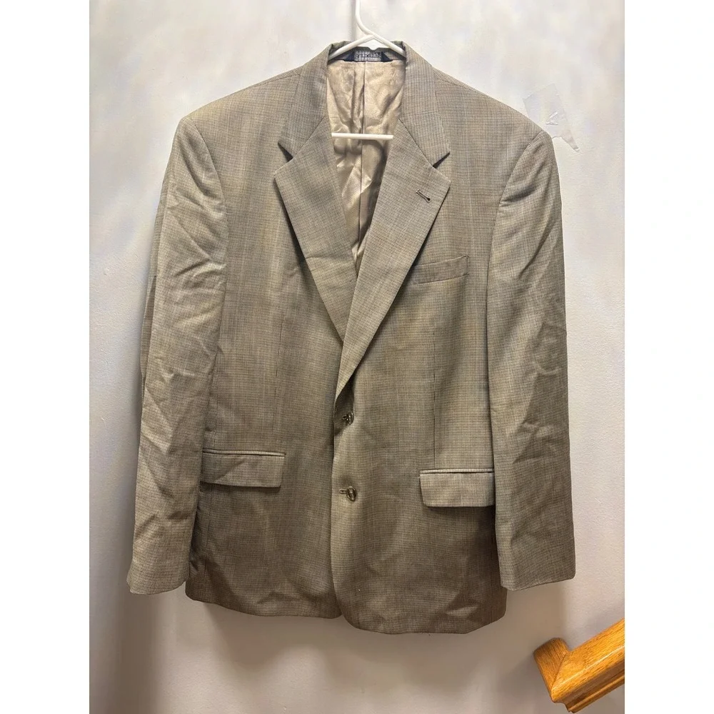Burberrys Blazer Mens 44L Brown Vintage Micro Check Sport Coat